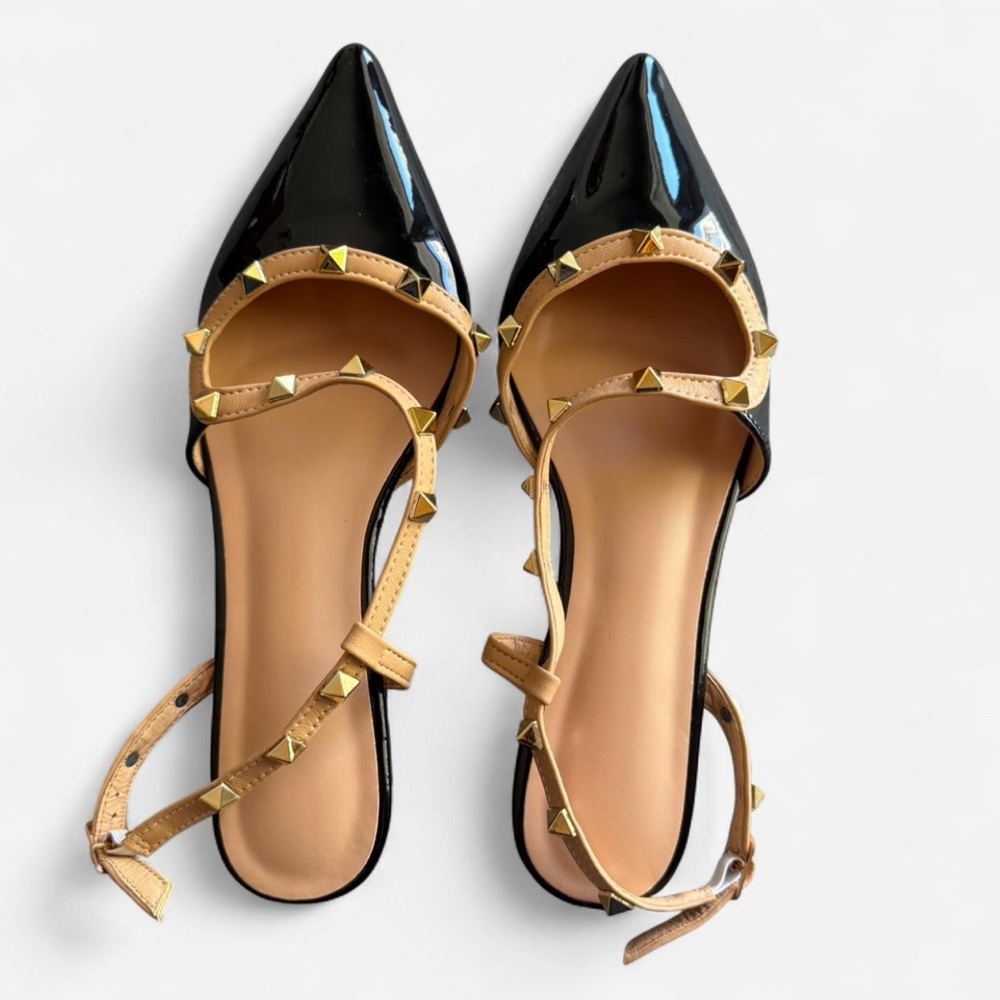 Studded Black and Tan Women's Shoes